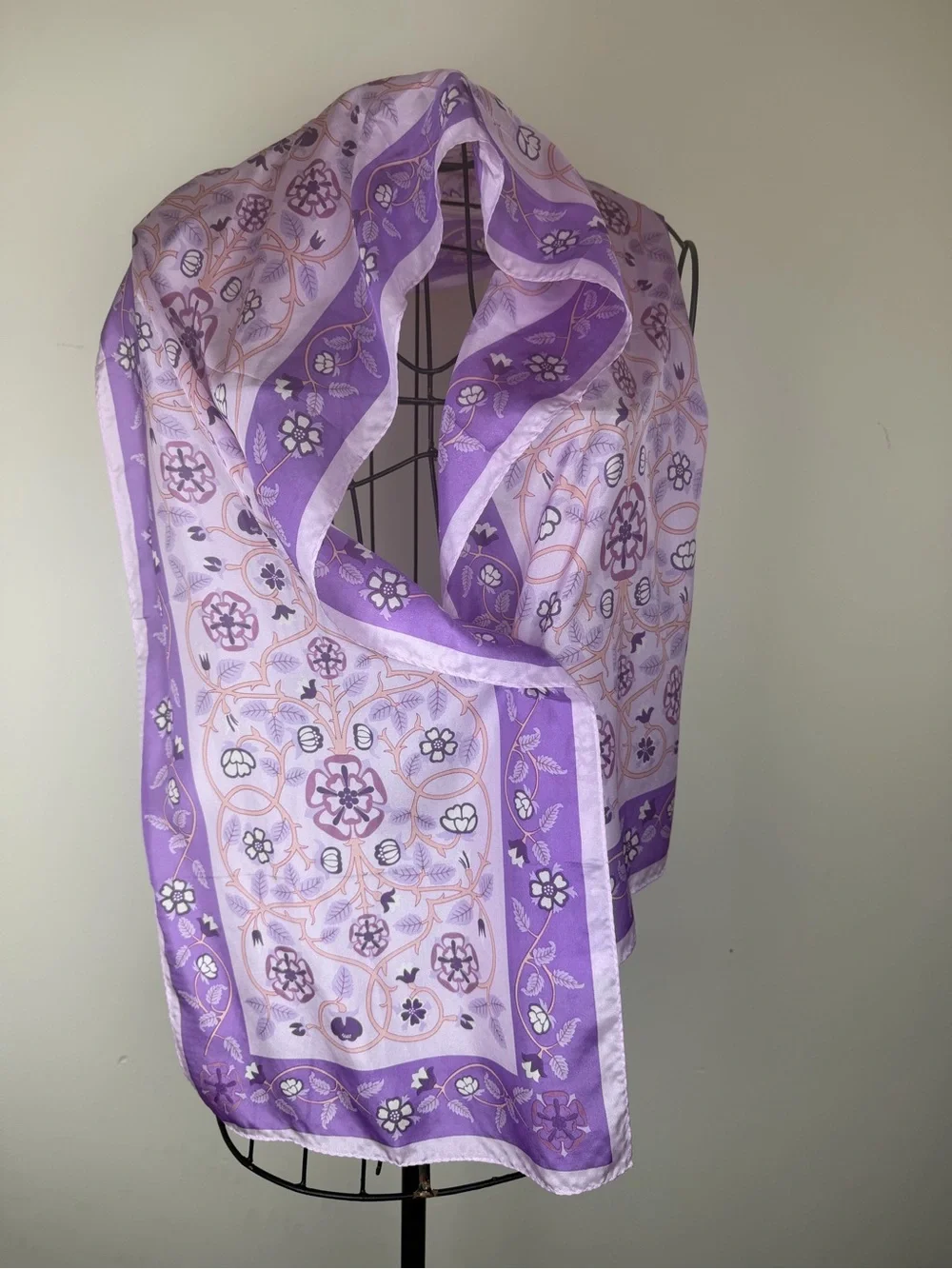 MULBERRY SILK Purple Floral Scarf